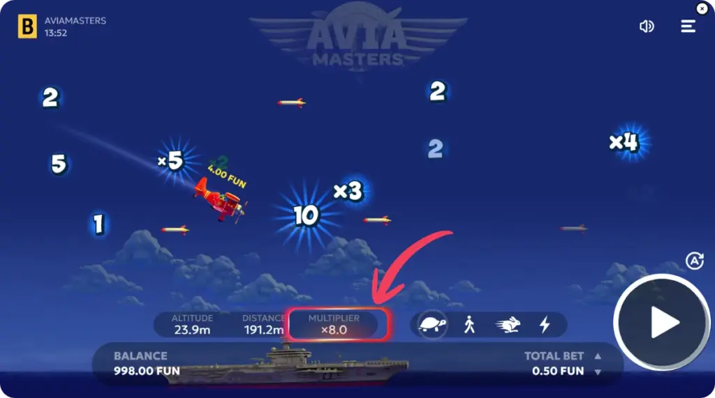 Multiplier events during flight Aviamasters
